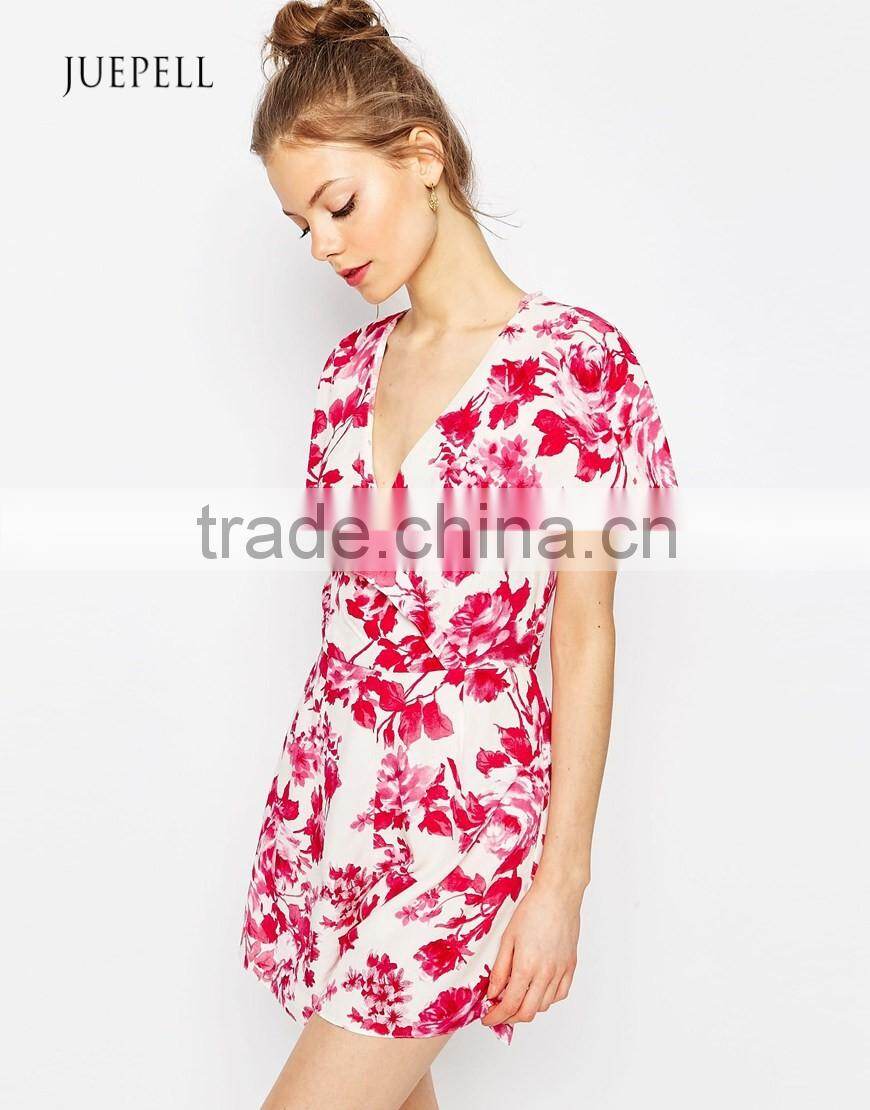 Ruffle wrap playsuit women Jumpsuit/custom jumpsuit/ women clothes