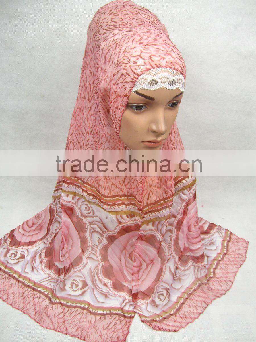 S497 NEW rumpled 40% silk and 60% LONG polyester MUSLIM SCARF