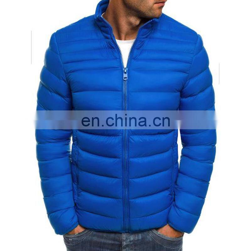 2021 winter new men's pure color simple stand-up collar cotton-padded clothes fashion men's casual cotton-padded clothes