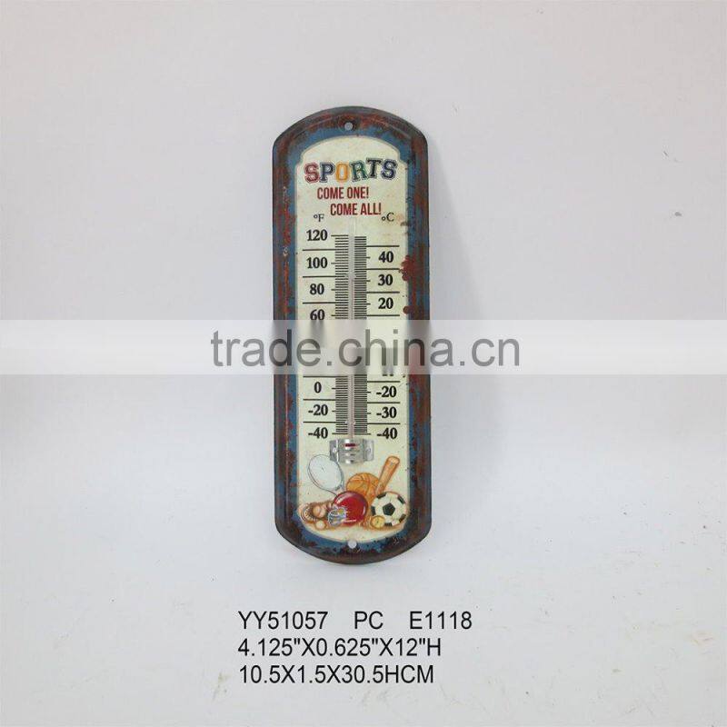 Rustic metal thermometer for wall, cheap tin thermomether