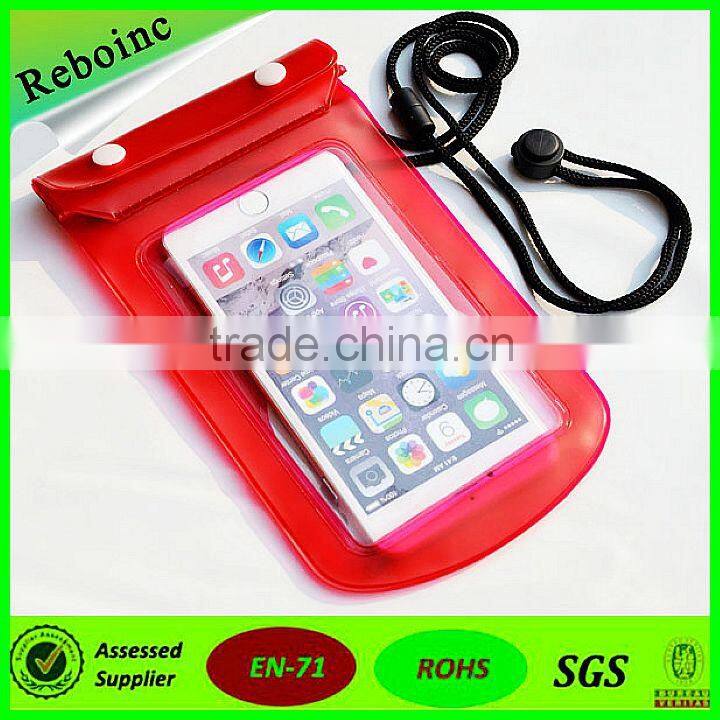 dry bag pvc material mobile phone waterproof bag with earphone jack for iPhone fishing rafting swimming