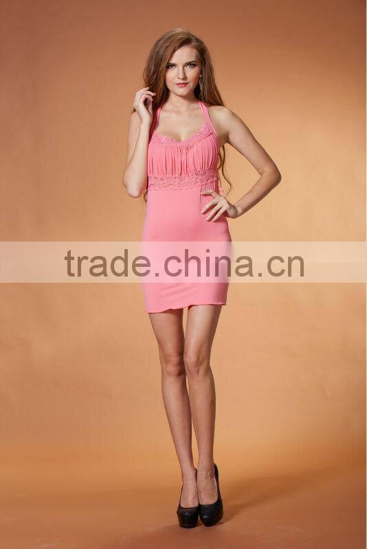 Hot sales sexy transparent elastic mesh colorful lingeries fancy night dress 3255