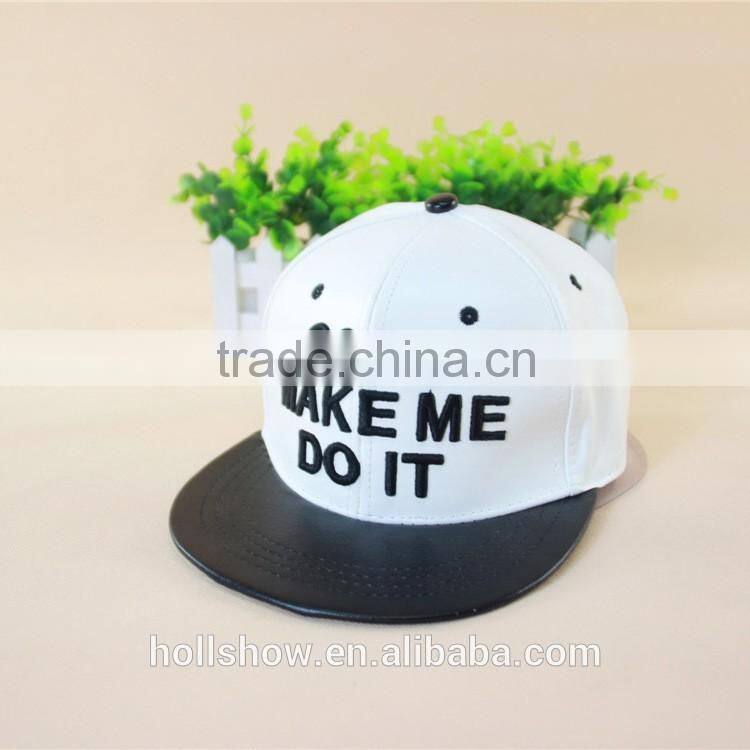 Fashion Hiphop COCO MAKE ME DO IT Embroidery Flat Brim Leather Cap Snapback
