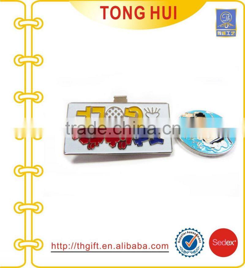 Metal golf ball marker magnetic hat clip with soft enamel finished