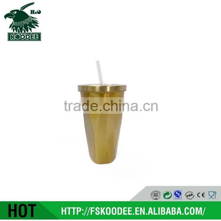 stainless steel cheap plain white coffee mug with straw