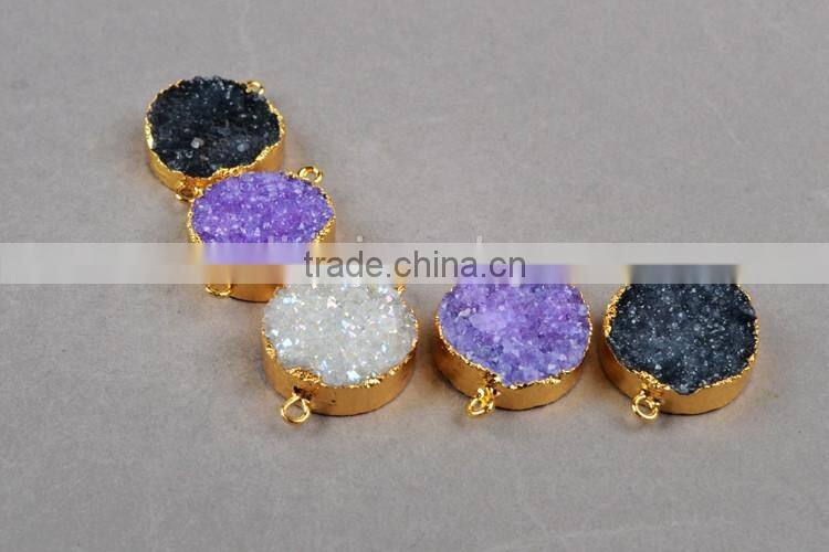 New Tiny Druzy Necklace Gold Filled Raw Crystal Drusy Pendant Necklace Simple Semi Jewelry Findings in China