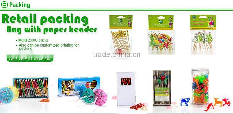 Parrot colorful decoration cake and fruit wooden cocktail picks in bar