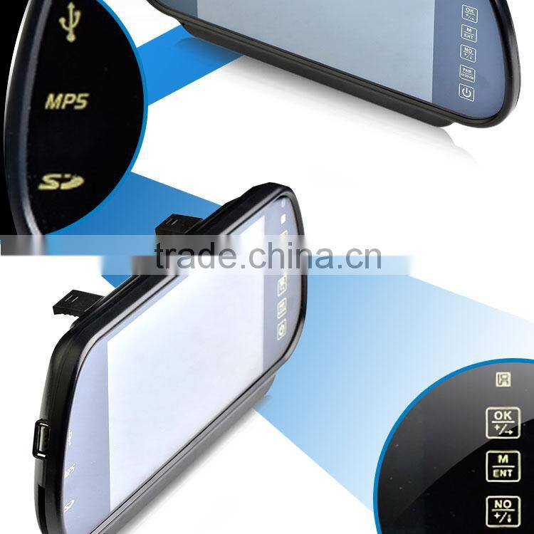 car rear mirror 7 inch TFT LCD color monitor with bluetooth and USB build-in SD reader