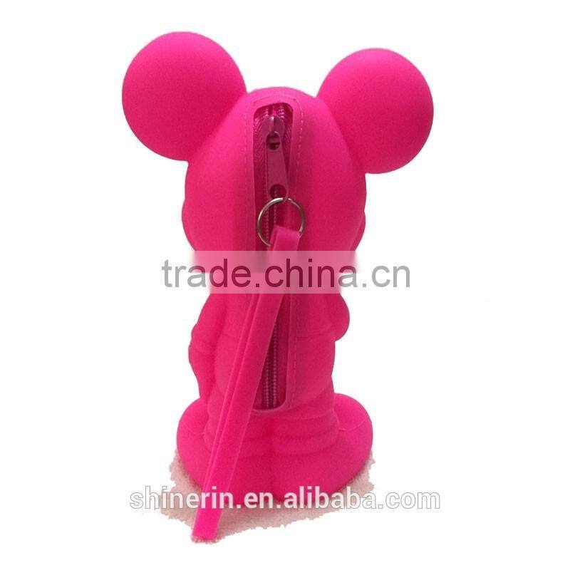 Kawaii stationery Mickey Mouse Silicone Pen Pencil Holder Case bags