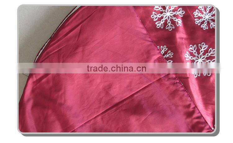 wholesale burg faux silk embroidery for white snowflake tree skirts