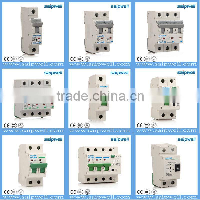 SAIP/SAIPWELL Manufacture Earth Leakage Type PV Application 4 Pole Current Circuit Breaker