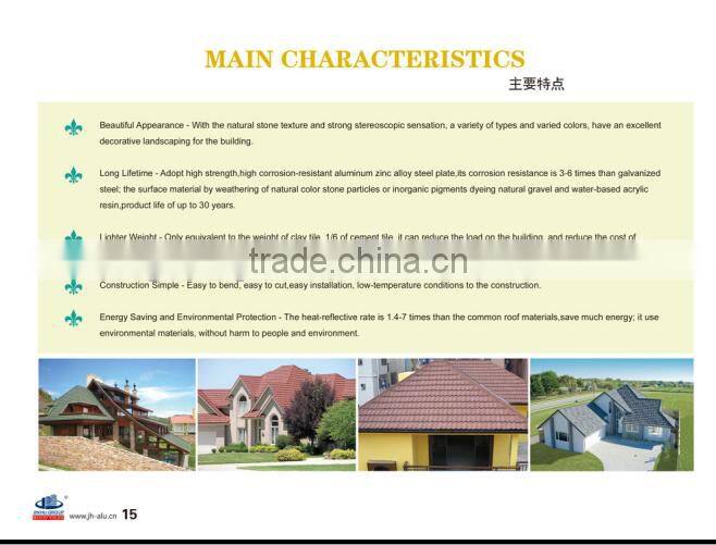 red color metal roof tile shingles stone coated metal roofing tile factory