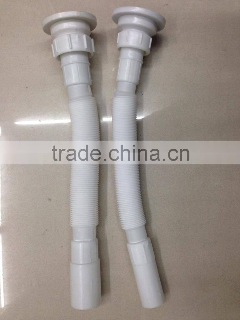 PP flexible basin waste hose/plastic sink drain hose with steel wire/pvc retractable hose for bathroom/chrome coated waste hose