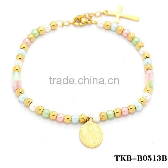 virgen mary charm bracelet silver and white beads rosarios catholic guadalupe virgen prayer bead handmade bracelet dongguan