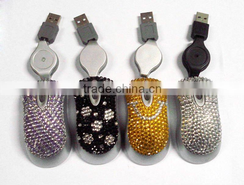mini diamond wired optical mouse/crystal mouse