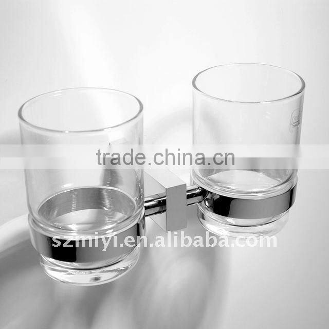 bathroom brasss or stanless steel double glass cup holder