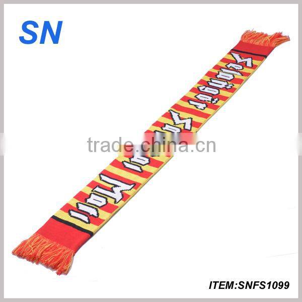 Long Style of Length and 100% Acrylic kintted Custom Football Scarf