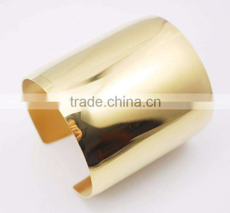 Simple Design Stainless Steel Blank Ultra Wide Gold Bangle Bracelets Cuff