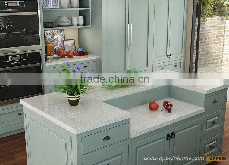 Indonesia Project Modern Style Light Green PVC Kitchen Cabinet
