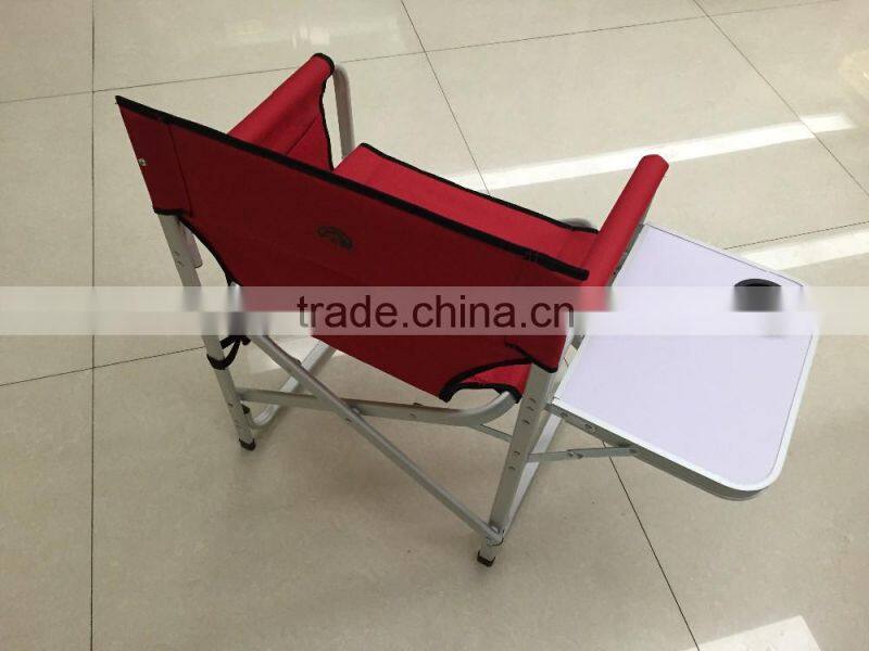 Aluminum folding director chair with side table and pocket