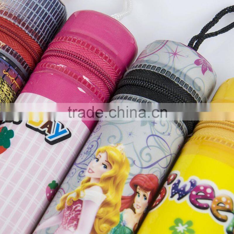 Full Color Printed Promotional Plastic Soft PVC Pencil Shape Pencil Bag Case (with zipper and handle)