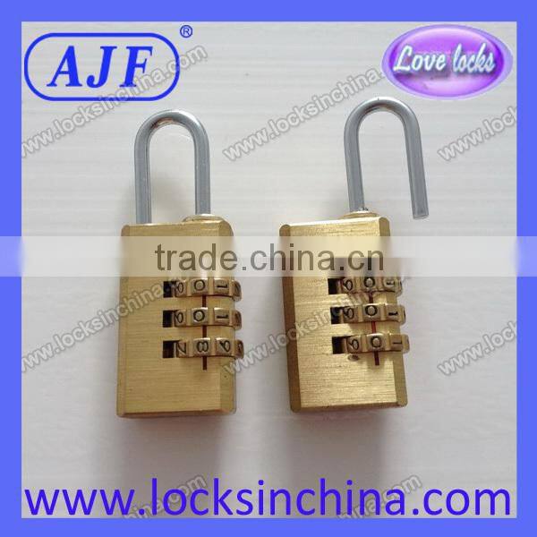 AJF 2015 Hotsale 20mm small metal brass 4 wheel bag number lock