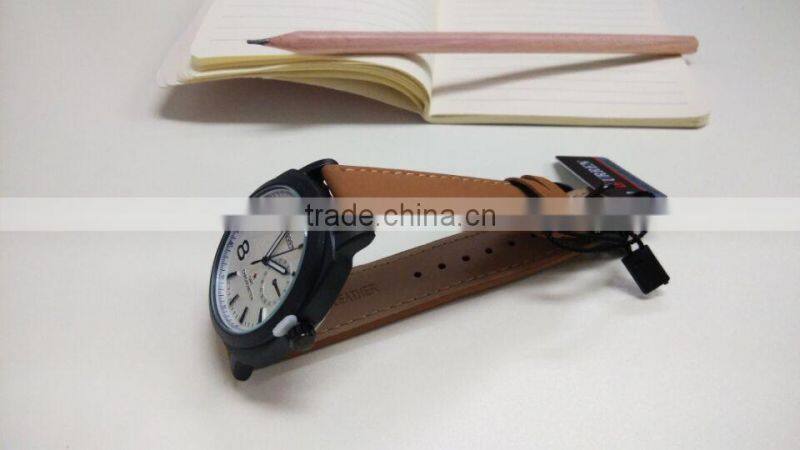 2015 waterproof Sport style Man original Curren watches Luxury Band Leather Strap quartz Clock 43mm Dial Vintage