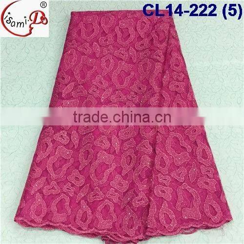 CL14-222 African style french lace fabric market in China, multi-color net tulle lace fabric