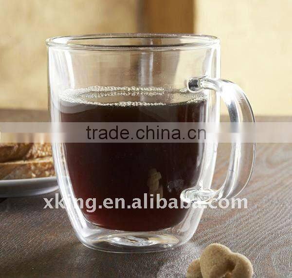 glass coffee cup maker with stainless steel handle