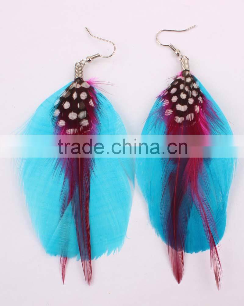 Purple Natural Feather Earrings In Stock New Design Feather Earring