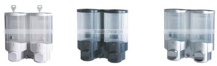 Hotel plastic wall mounted manual double soap dispenser