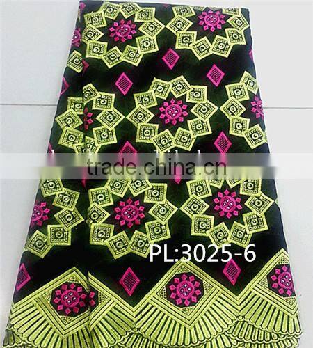 2016 African new design high quality swiss cotton voile lace fabric rhinestone