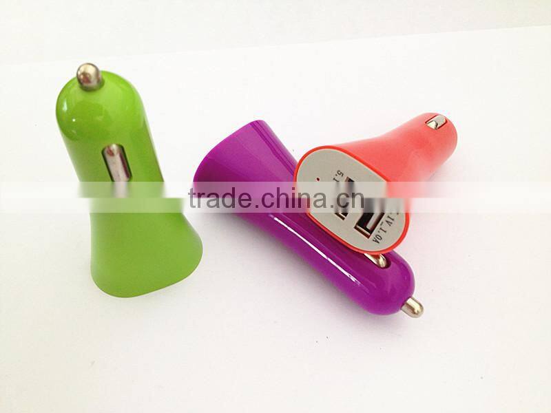 Promotional 2.1A+1A dual in-car charger 5V 2 in 1 car charger with IC smart chip