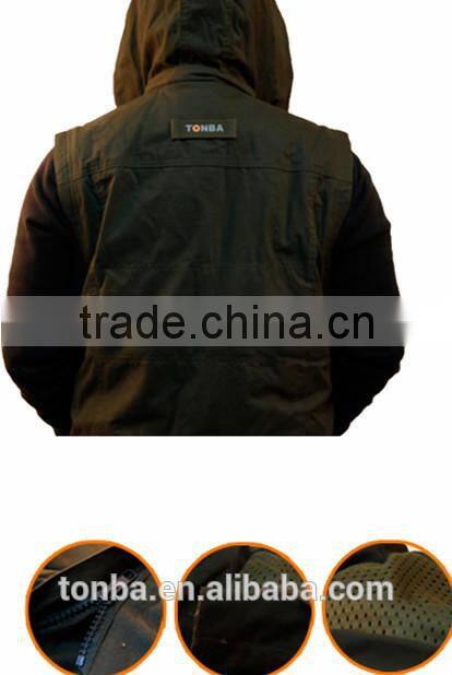 Customized Comfortable Camera Vest and SLR hooded Vest for Outdoor men with Army Green