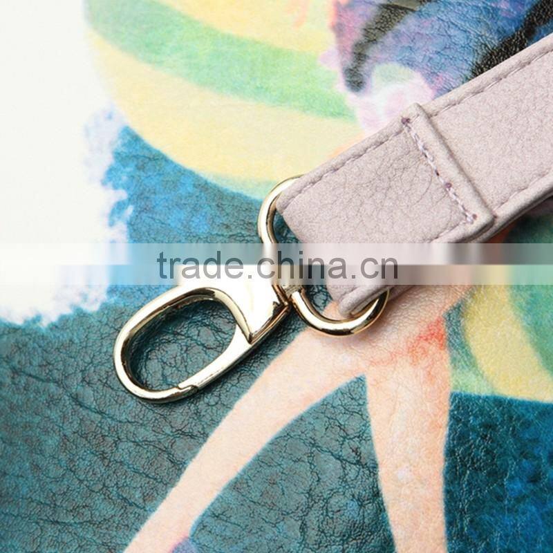 Trendy ladies printed shoulder bags leather handbags with printing pattern