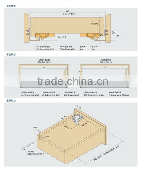 Three-fold push-open concealed slide