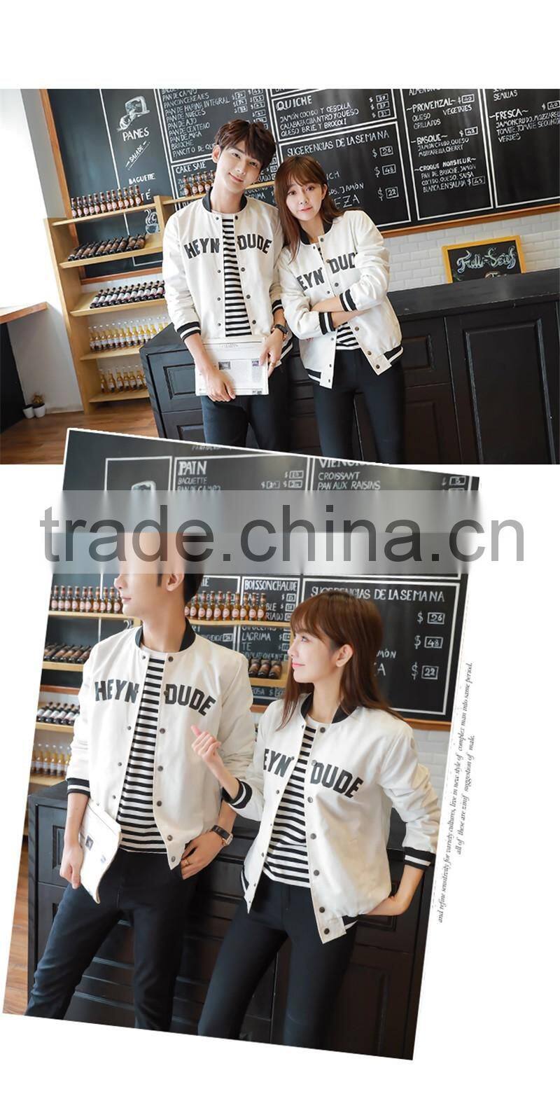 2016 New Fashion Young Men and Women Couples Outfit Korea Style Print Coat Outware Jackets OEM