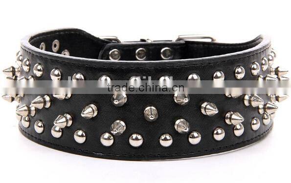 6-8 inch Fashion Neck Adjustable Unique Spiked Studded Leather Dog Collar