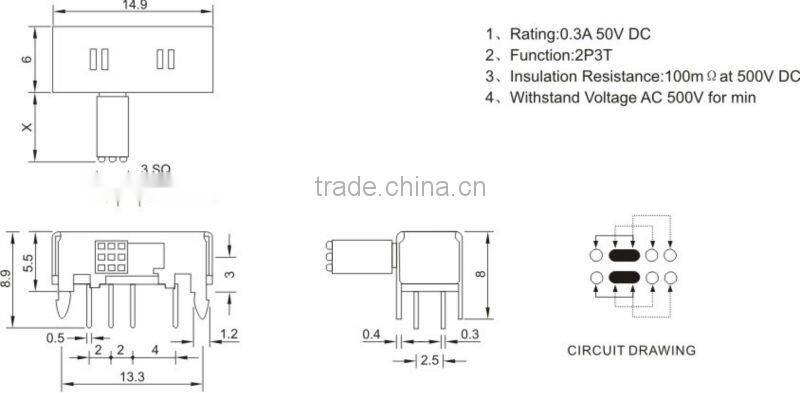 vertical slide switch SK-23D03(S)