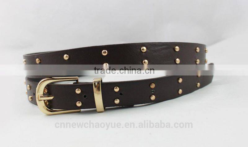 2015 new style hot-sale Fashion PU belts with two line rivets