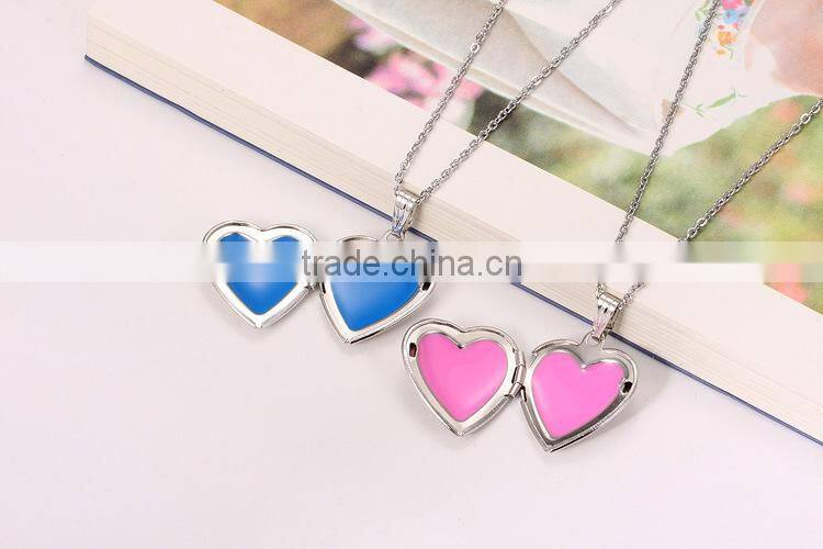 custom new stainless steel lady heart locket pendant necklace