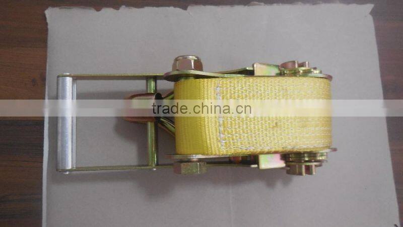 3 Inch Flat Hook Cheap Ratchet Straps with Yellow Webbing