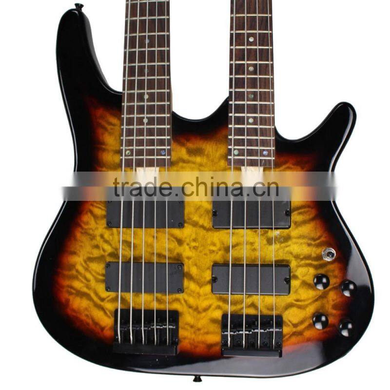 5 strings and 4 strings electric bass guitar double neck