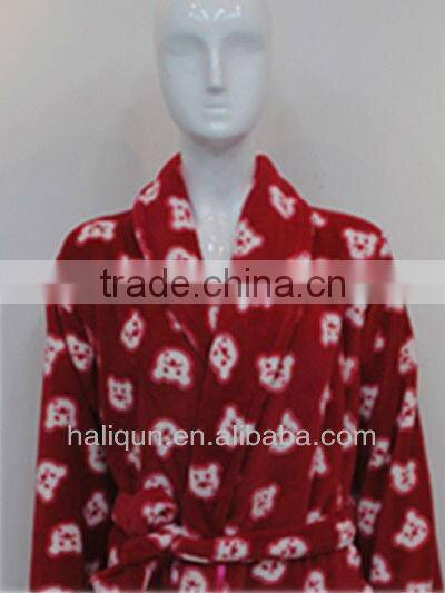 Cheap Microfiber Bathrobe Pinted Animal Coral Fleece Robe