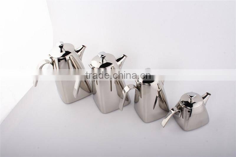 unique design high quality cheap stainless steel 18/8 mirror finish food safety 600ml square tea pot/water kettle