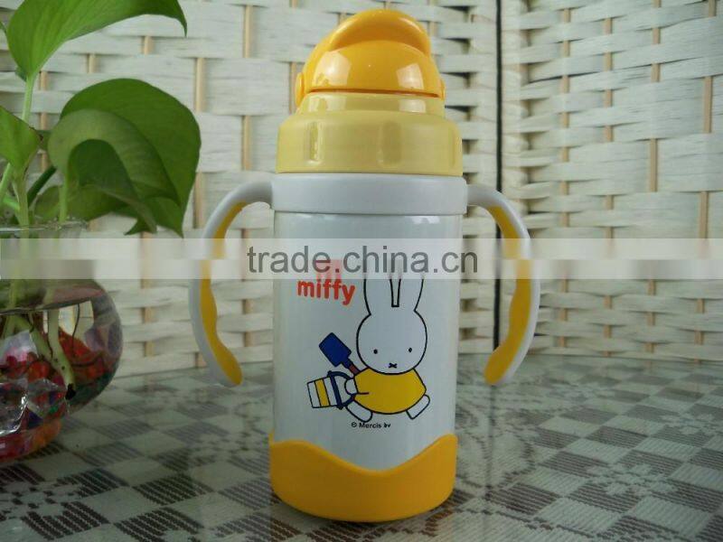 hard Plastic Stainless Steel Children vacuum cups with straw