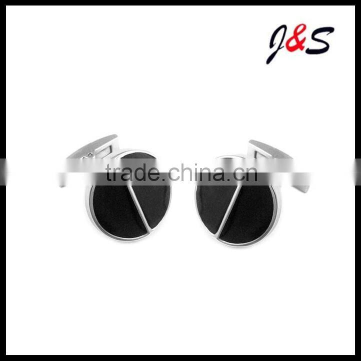 316l black round stainless steel cufflink MS400A