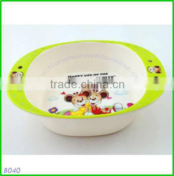 eco-friendly melamine baby bowl with handles