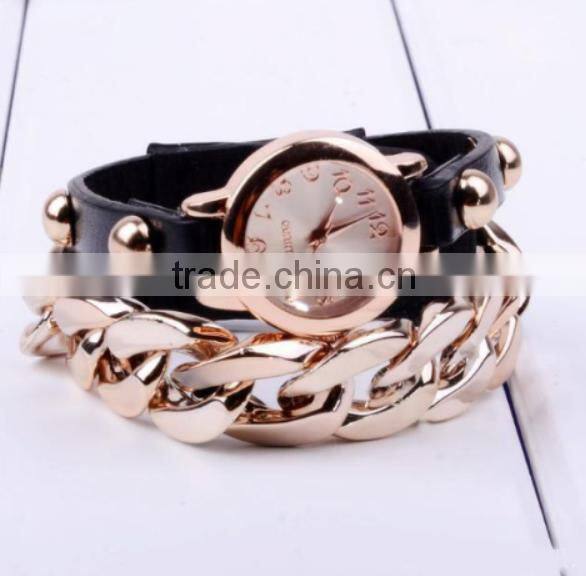 fashion PU wrist women lady watch