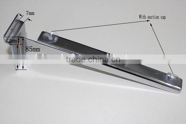 Metal display bracket for wood or glass shelves